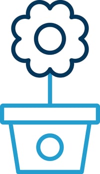 Flower Pot Line Blue Two Color Icon vector