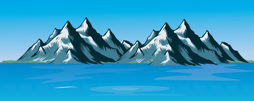 Big river with Mountain and blue sky for cartoon vector
