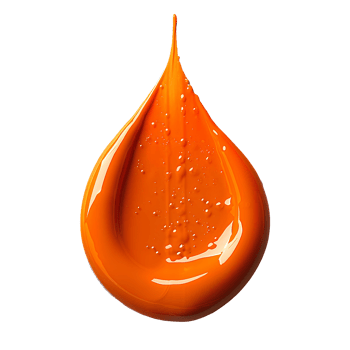 Drop of orange paint. orange liquid pigment splatter and explosion isolated. orange paint drop top view png