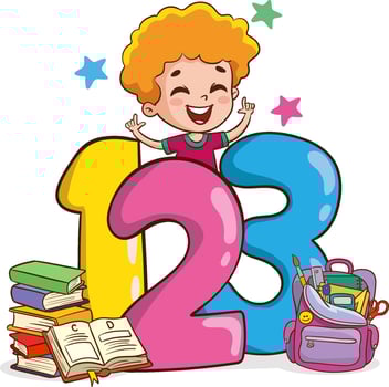 Happy Cute Cartoon School Children.Happy Kids Studying And Learning vector