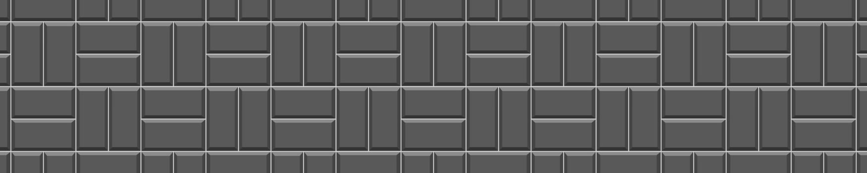 Black basket weave tile texture. Stone or ceramic brick wall seamless pattern. Kitchen backsplash, shower or bathroom floor decoration. Outdoor or indoor mosaic background vector
