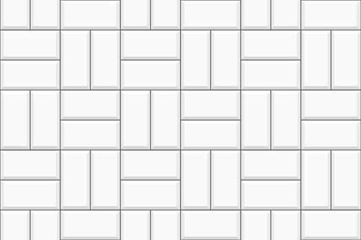 White basket weave tile seamless pattern. Kitchen backsplash, toilet or bathroom floor texture. Outdoor or indoor mosaic decoration. Stone or ceramic brick wall background vector