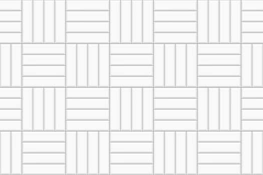 White crosscatch tile background. Stone or ceramic brick wall. Kitchen backsplash, bathroom or toilet floor texture. Outdoor or indoor mosaic decoration. Seamless pattern vector