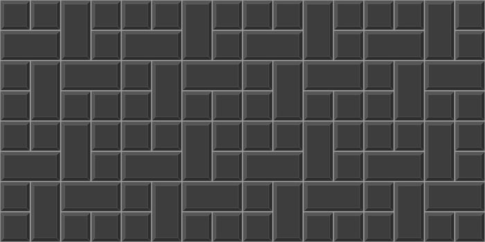 Black pinwheel tile seamless pattern. Kitchen backsplash layout. Shower, toilet or bathroom floor texture. Stone or ceramic brick wall background. Pavement mosaic surface vector