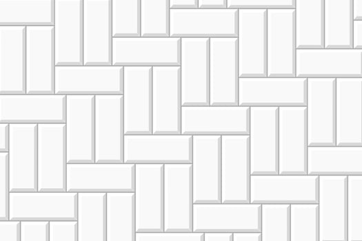 White basket weave tile mosaic pattern. Causeway layout. Bathroom, shower or toilet floor decoration. Kitchen backsplash texture. Stone or ceramic brick wall background vector
