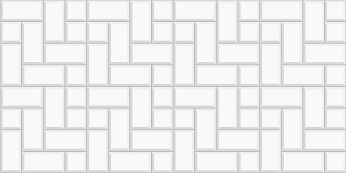 White cobblestone tile background. Sidewalk texture. Stone or ceramic brick wall pattern. Kitchen backsplash mosaic surface. Bathroom, shower or toilet floor decoration vector