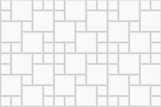 White multi pinwheel tile background. Stone or ceramic brick wall pattern. Kitchen backsplash mosaic texture. Bathroom, shower or toilet floor decoration. Sidewalk texture vector