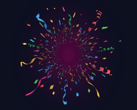 Celebration background with confetti and ribbons. illustration. vector