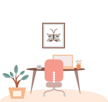 Illustration of remote home office vector