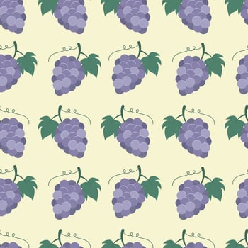 Grapes seamless pattern. Purple berries on a pastel yellow background. . For packaging, cover, paper, case vector