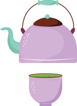 Lavender teapot with mug vector
