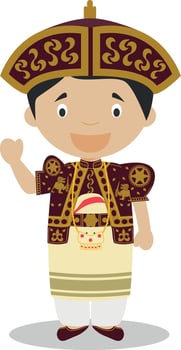 Character from Sri Lanka dressed in the traditional wedding way Illustration. Kids of the World Collection. vector