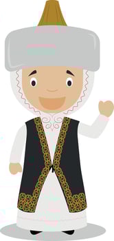 Character from Kazakhstan dressed in the traditional way Illustration. Kids of the World Collection. vector