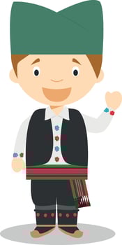 Character from Serbia dressed in the traditional way Illustration. Kids of the World Collection. vector