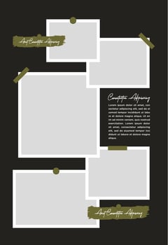 Pictures or photos frame collage. comics page grid layout abstract photo frames and digital photo wall template vector