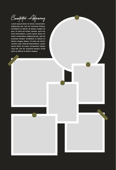 Pictures or photos frame collage. comics page grid layout abstract photo frames and digital photo wall template vector