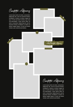 Pictures or photos frame collage. comics page grid layout abstract photo frames and digital photo wall template vector