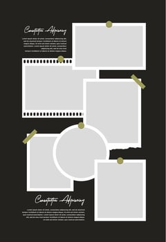 Pictures or photos frame collage. comics page grid layout abstract photo frames and digital photo wall template vector
