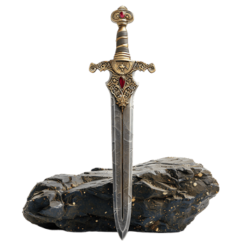 Excalibur sword in the stone on isolated transparent background png