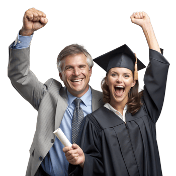 Proud Father Celebrating Daughter's Graduation Day with Cheers and Smile on Transparent Background png