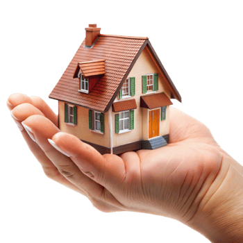 Hand Holding a Realistic Model Home Against a Transparent Background png