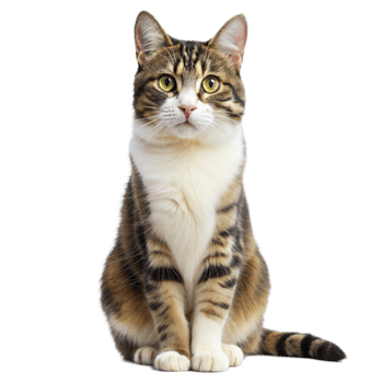 Attentive Domestic Tabby Cat Sitting With a Transparent Background png