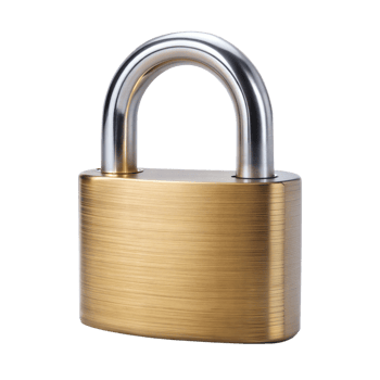Stainless Steel Padlock With Brushed Finish and Shackle on Transparent Background png