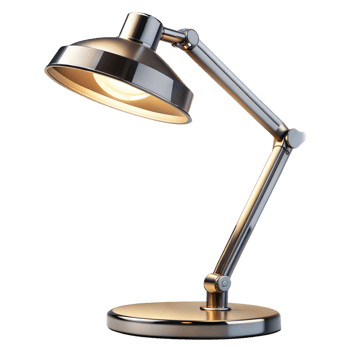 Modern Adjustable Desk Lamp Illuminated on a Transparent Background png