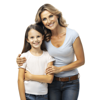 Warm Embrace Between Smiling Mother and Daughter Posing Together on transparent background png