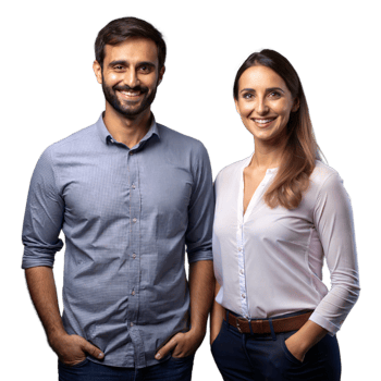 Smiling Professional Man and Woman Standing Side by Side Against a Transparent Background png