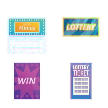 Lottery ticket icons set cartoon . Various lottery ticket vector