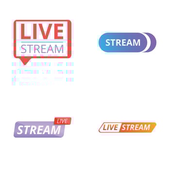 Live broadcast icons set cartoon . Online channel or live event vector
