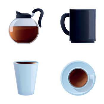 Coffee drink icons set cartoon . Coffee brewing equipment vector