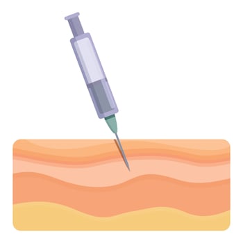 Drug skin inject icon cartoon . Botox procedure vector