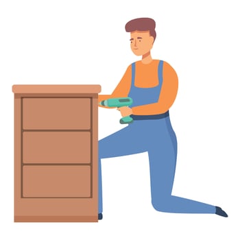 Screwdriver using carpenter icon cartoon . Interior craft vector