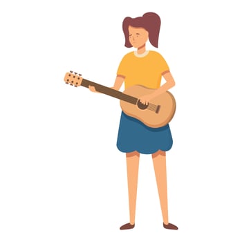 Cute girl playing icon cartoon . Musician play vector