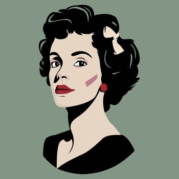 Portrait of a woman with short hair. Concept of beautiful retro woman. vector