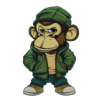 Cool monkey cartoon on the street png