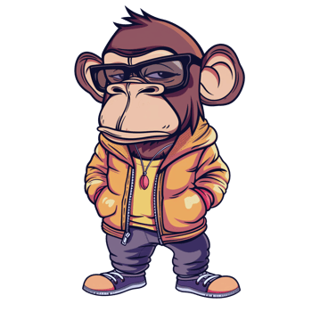 Cool teenage monkey cartoon illustration png