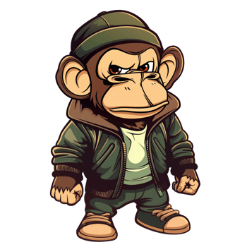 Illustration of angry, suspicious monkey png