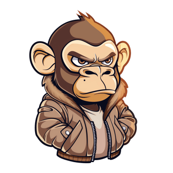 Illustration of monkey with a serious face png