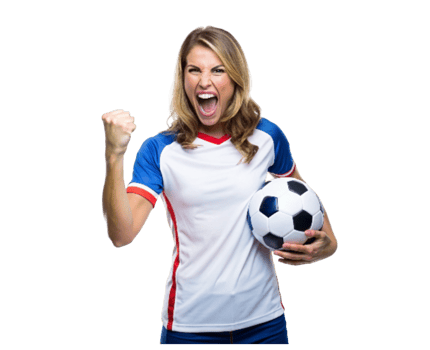 Woman fan with ball in hand- png