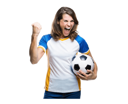 Woman fan with ball in hand- png