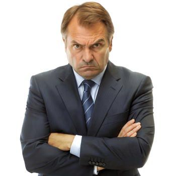 Stern Businessman Frowning With Arms Crossed Standing Against a Transparent Background png