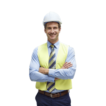 Smiling Construction Worker in Safety Gear Ready for Work on Transparent Background png