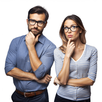 Pensive Man and Woman Posing With Curious Expressions on Transparent Background png