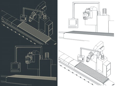 Automated factory line drawings vector