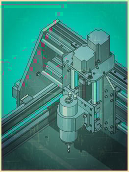 CNC machine for 3D carving retro poster style vector