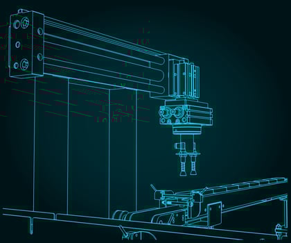 Automated factory line robot vector