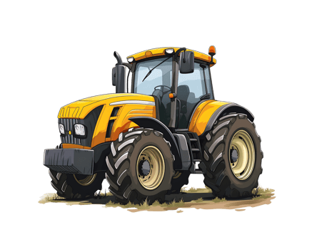 cartoon tractor on transparent background png